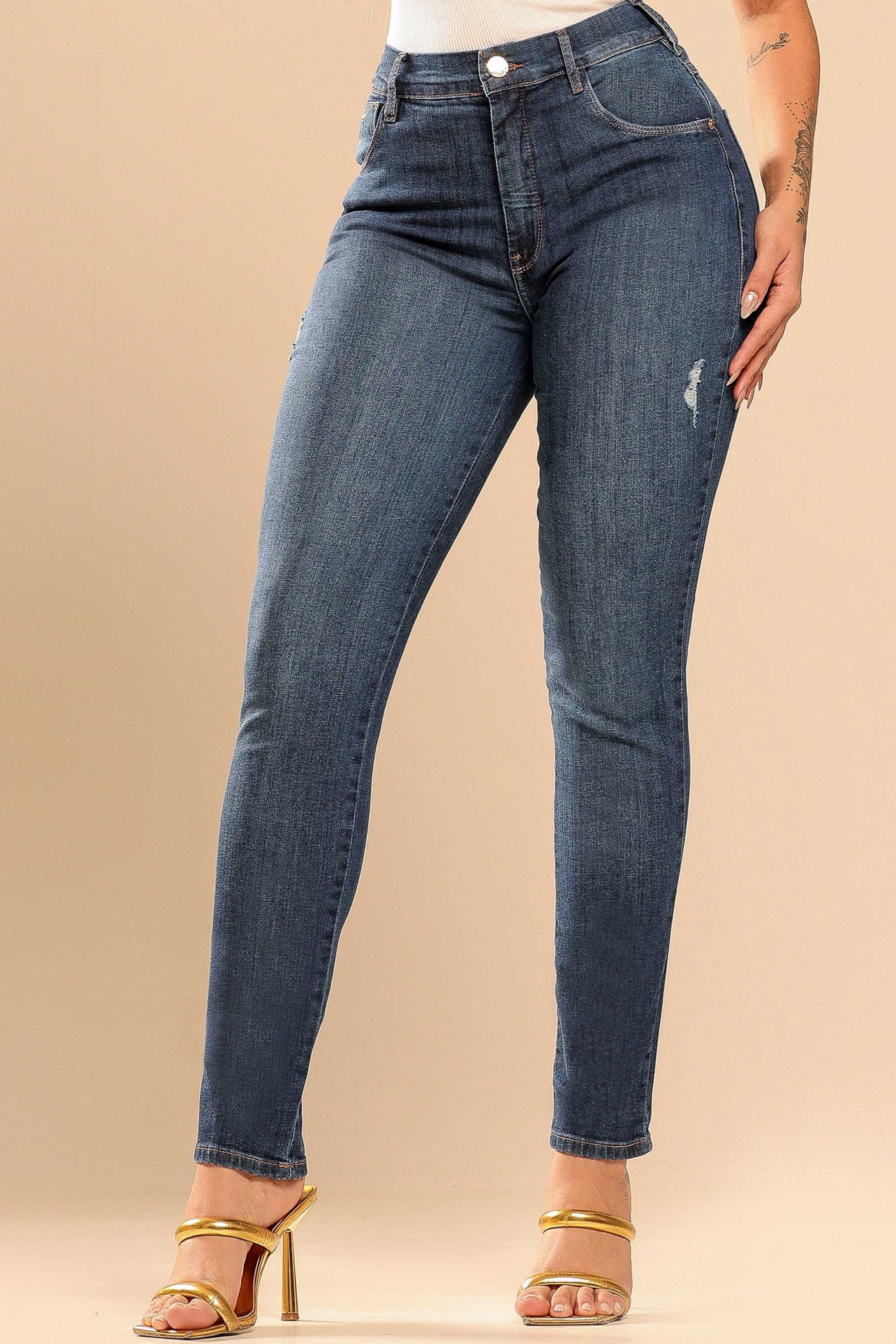 Calça Jeans Classic Destroyed com Cintura Alta