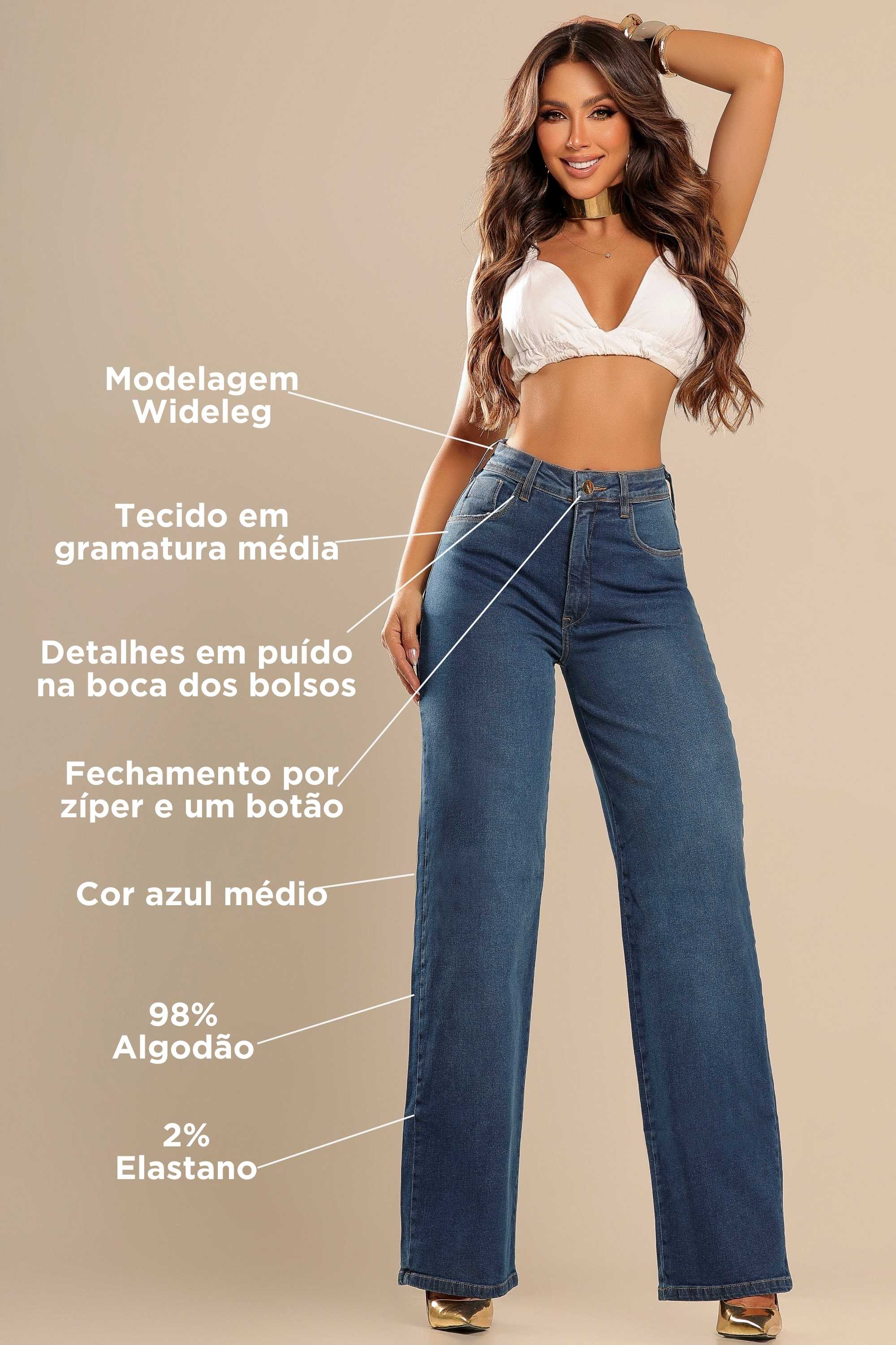 @denim_house Calça Wide Leg Feminina Azul Médio Atacado | Legião Denim